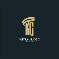 KG monogram with pillar icon design, luxury and modern legal logo design ideas vector