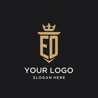 EO monogram with medieval style, luxury and elegant initial logo design vector