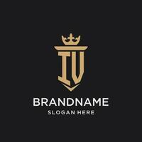 IV monogram with medieval style, luxury and elegant initial logo design vector