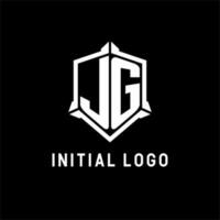 jg logo inicial con proteger forma diseño estilo vector