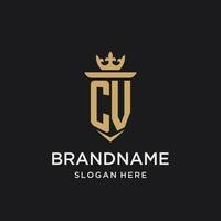 CV monogram with medieval style, luxury and elegant initial logo design vector