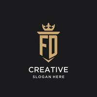 FD monogram with medieval style, luxury and elegant initial logo design vector