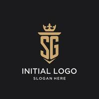 SG monogram with medieval style, luxury and elegant initial logo design vector