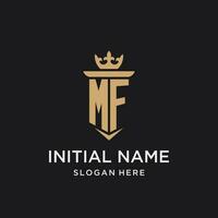 MF monogram with medieval style, luxury and elegant initial logo design vector