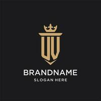 UV monogram with medieval style, luxury and elegant initial logo design vector