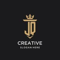 JQ monogram with medieval style, luxury and elegant initial logo design vector