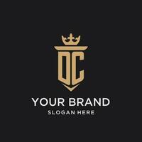 DC monogram with medieval style, luxury and elegant initial logo design vector