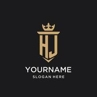 HJ monogram with medieval style, luxury and elegant initial logo design vector