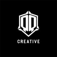 QQ logo initial with shield shape design style vector