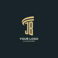 JB monogram with pillar icon design, luxury and modern legal logo design ideas vector