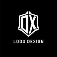 DX logo initial with shield shape design style vector