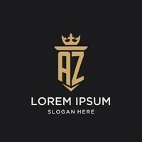 AZ monogram with medieval style, luxury and elegant initial logo design vector