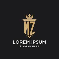 MZ monogram with medieval style, luxury and elegant initial logo design vector