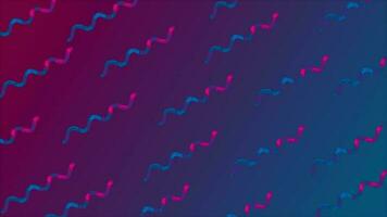 dark pink and light blue color changing squiggly line pattern background video