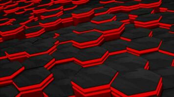 Red and black color glowing hexagonal block moving up and down video