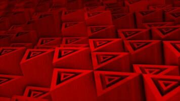 rood kleur 3d meetkundig driehoekig blok in beweging omhoog en naar beneden achtergrond video