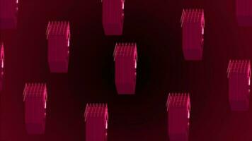 Sombrio Rosa cor rotativo 3d hexágono com brilhando estrutura de arame do pontos e linhas video