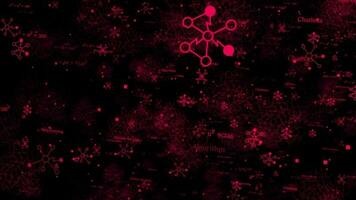 dark pink color 3d mesh of tech elements and formula , Technology background video