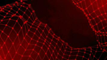 red color dots and lines 3d grid mesh waving background video
