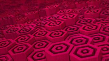 dark pink color wooden texture hexagonal block moving up and down video