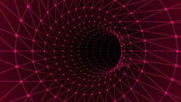 dark pink color dots and lines 3d cylindrical mesh seamless looping tunnel background video