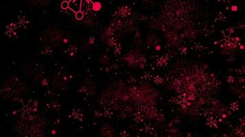donker roze kleur 3d maas van tech elementen en neuronen, technologie achtergrond video