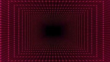 dark pink color dots and lines 3d rectangular mesh seamless looping tunnel background video