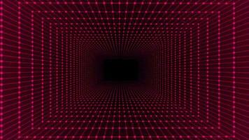 dark pink color dots and lines 3d rectangular mesh seamless looping tunnel background video