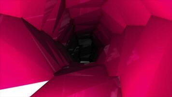 dark pink color glossy glass 3d hexagonal shaped tunnel, dark 3d tunnel video