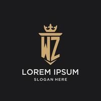 WZ monogram with medieval style, luxury and elegant initial logo design vector