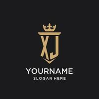 XJ monogram with medieval style, luxury and elegant initial logo design vector