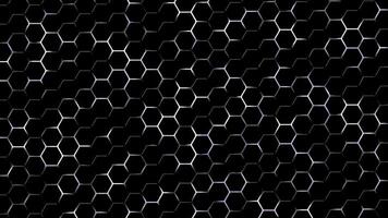 Dark hexagon shapes with purple and white color glowing backlight background video