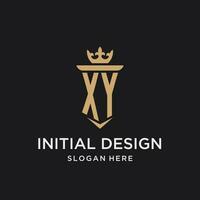 XY monogram with medieval style, luxury and elegant initial logo design vector