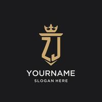 ZJ monogram with medieval style, luxury and elegant initial logo design vector