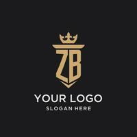 zb monograma con medieval estilo, lujo y elegante inicial logo diseño vector