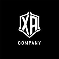 XA logo initial with shield shape design style vector