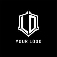 LO logo initial with shield shape design style vector