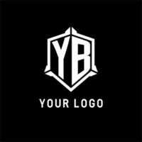 yb logo inicial con proteger forma diseño estilo vector