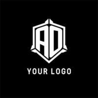 AO logo initial with shield shape design style vector