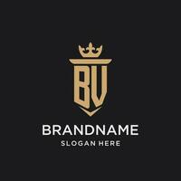 bv monograma con medieval estilo, lujo y elegante inicial logo diseño vector