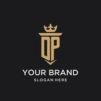 DP monogram with medieval style, luxury and elegant initial logo design vector