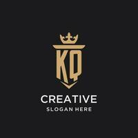 KQ monogram with medieval style, luxury and elegant initial logo design vector