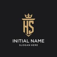 HS monogram with medieval style, luxury and elegant initial logo design vector