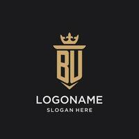 BU monogram with medieval style, luxury and elegant initial logo design vector