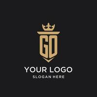 GO monogram with medieval style, luxury and elegant initial logo design vector