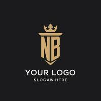 NB monogram with medieval style, luxury and elegant initial logo design vector