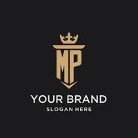MP monogram with medieval style, luxury and elegant initial logo design vector