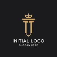 TT monogram with medieval style, luxury and elegant initial logo design vector
