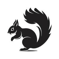 simple squirrel, vintage logo line art concept black and white color, hand drawn illustration vector