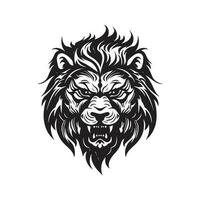 beast, vintage logo line art concept black and white color, hand drawn illustration vector